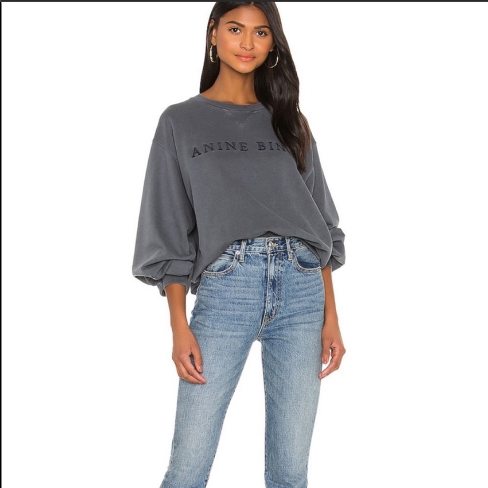 Sold Out Anine Bing Logo Crewneck Washed Indigo ⭐️